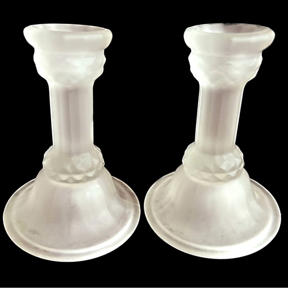 Frosted Glass Candle Holders - Picture 1 of 3